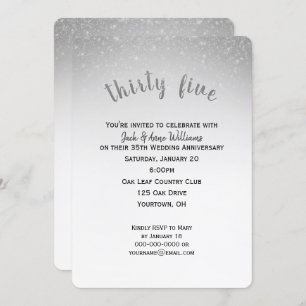 glitter confetti 35th wedding anniversary invitation
