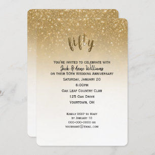 glitter confetti 50th wedding anniversary invitation
