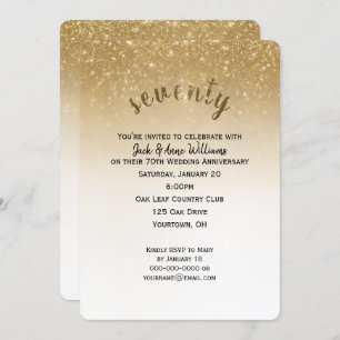 glitter confetti 70th wedding anniversary invitation
