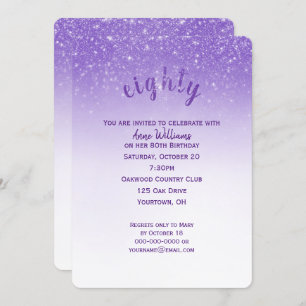 Glitter Confetti 80th Birthday Party Invitation
