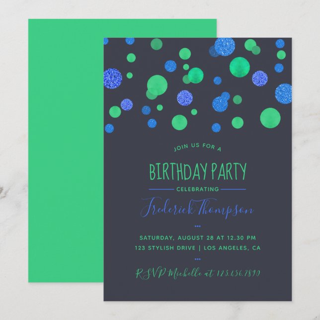 Glitter Confetti Adult Birthday Party Invitation (Front/Back)
