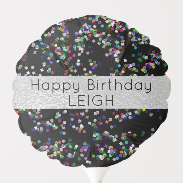 Glitter Confetti and Silver Foil Birthday Balloon (Front)