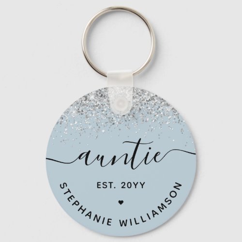 Glitter Confetti Auntie Est Custom New Aunt Gifts Keychain