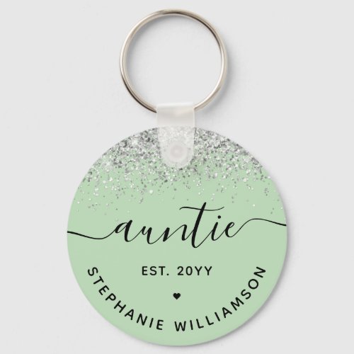 Glitter Confetti Auntie Est Custom New Aunt Gifts Keychain