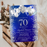 Glitter Confetti Balloons Navy Blue 70th Birthday Invitation<br><div class="desc">A modern,  chic and glamorous glitter confetti,  and balloons on a navy blue background.</div>