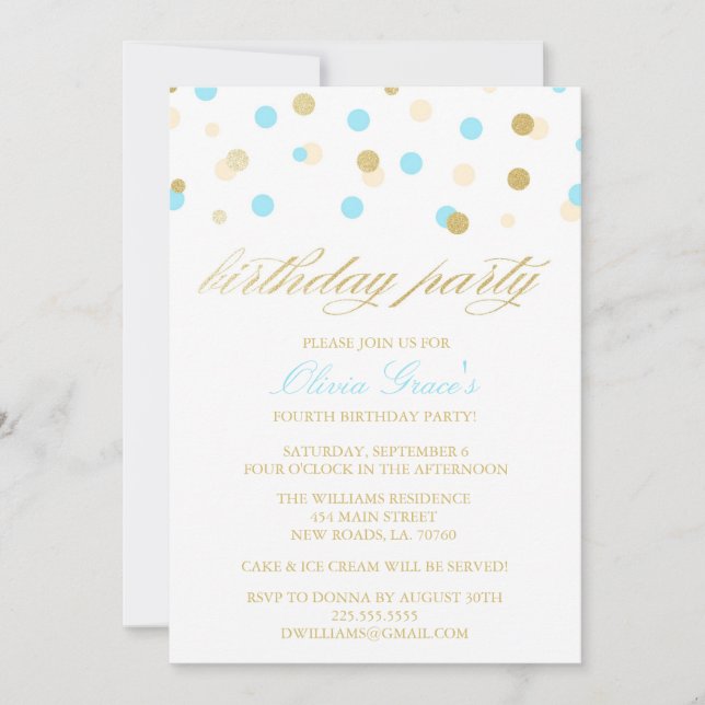 Glitter Confetti Birthday Invitations (Front)