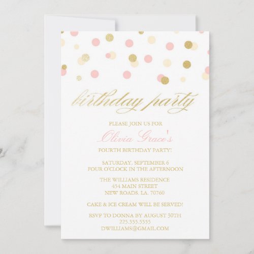 Glitter Confetti Birthday Invitations