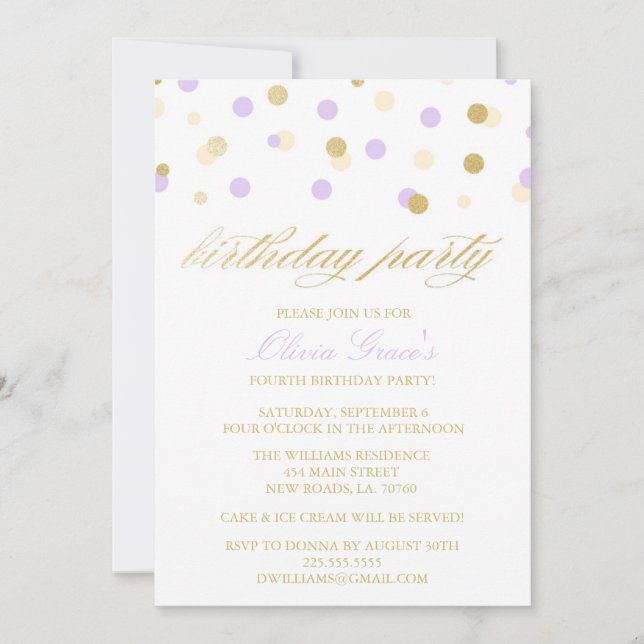 Glitter Confetti Birthday Invitations (Front)