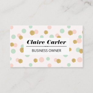 Glitter Confetti   Chic Polka Dot Pattern Business Card