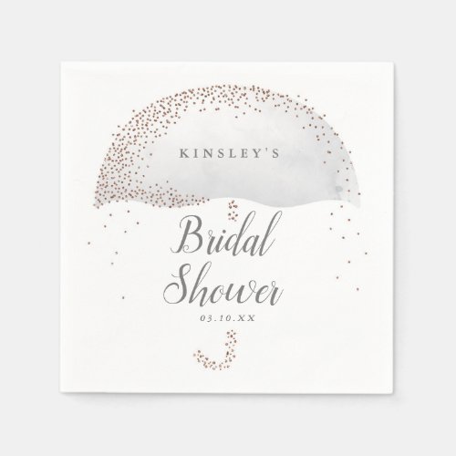 Glitter confetti grey umbrella bridal shower napkins