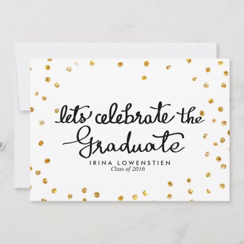 Glitter Confetti Lets Celebrate The Graduate 5x7 Paper Invitation Card