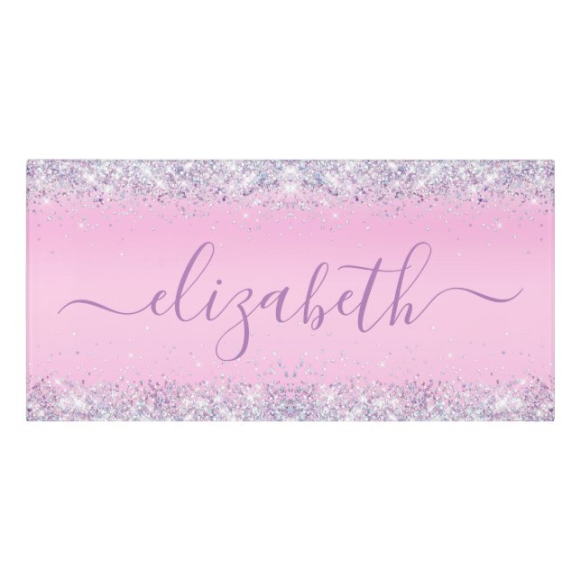 Glitter Confetti Personalized Pink Door Sign (Classic Front)