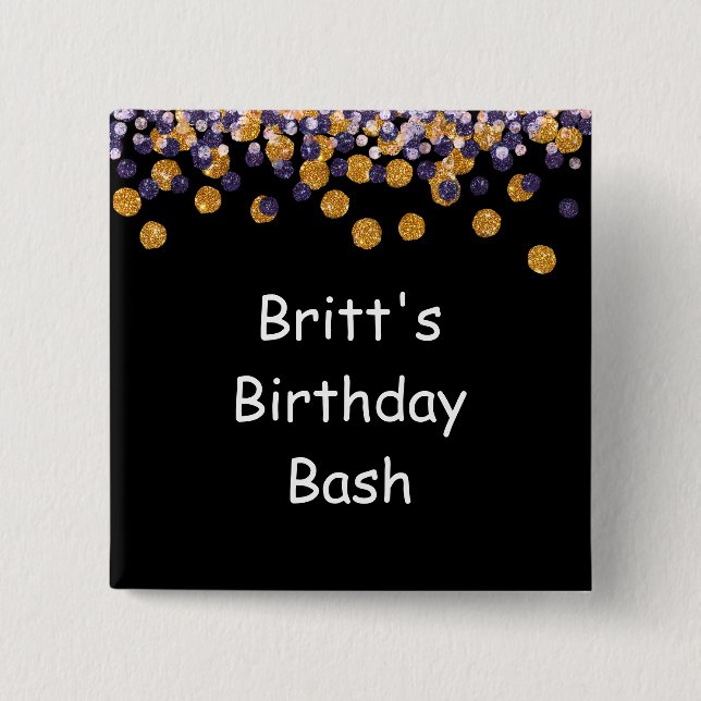 Glitter Confetti Pinback Button (Front)