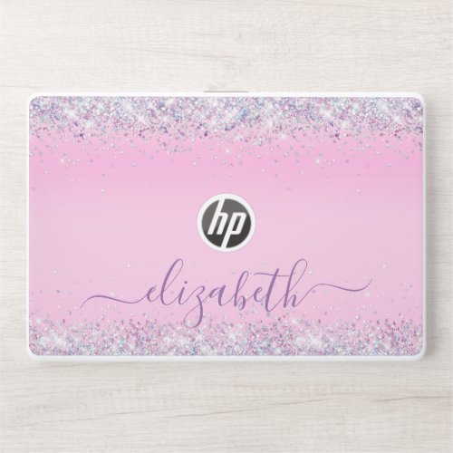 Glitter Confetti Pink Personalized HP Laptop Skin