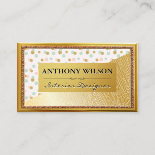 Glitter Confetti Polka Dots Wood Grain Lines Business Card