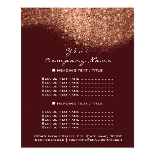 Glitter Confetti Prices Copper Rose Gold Burgundy Flyer
