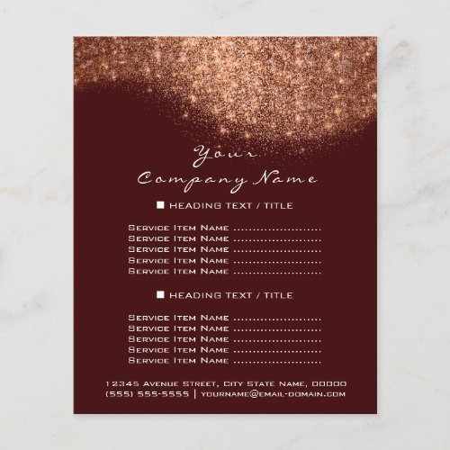 Glitter Confetti Prices Copper Rose Gold Burgundy Flyer