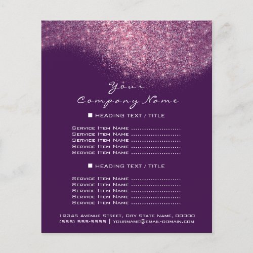 Glitter Confetti Prices Flyer Purple Pink