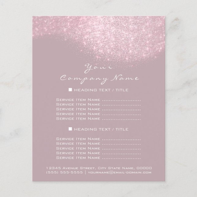 Glitter Confetti Prices Mauve Gray Pink Glitter Flyer (Front)