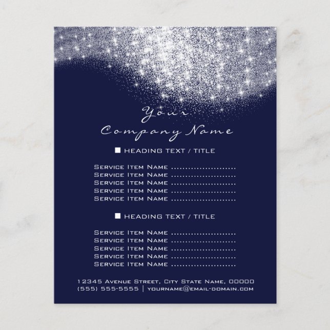 Glitter Confetti Prices Silver Gray Whit Blue Navy Flyer (Front)