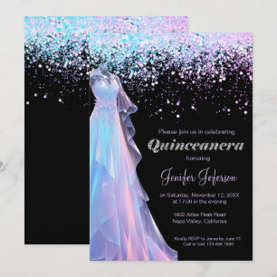 Glitter confetti Quinceanera Invitation
