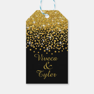 Glitter Confetti Shower gold black Gift Tags