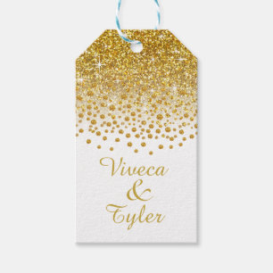 Glitter Confetti Shower gold white Gift Tags