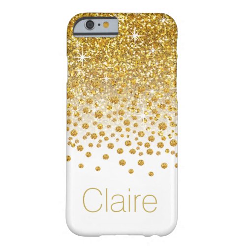 Glitter Confetti Shower Monogram  gold white Barely There iPhone 6 Case