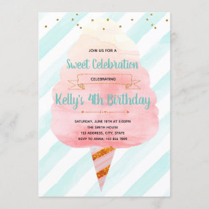 Glitter cotton candy party invitation