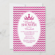 Glitter Crown Princess Baby Shower Invitatation Invitation