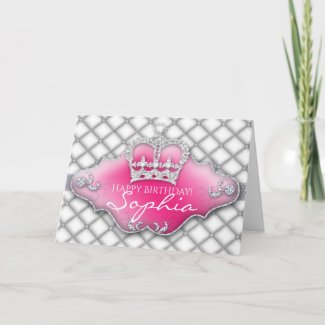 Glitter Crown Tufted Diamond Birthday Card