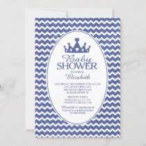 Glitter Crwon Prince Boys Baby Shower Invitatation Invitation