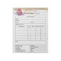 Glitter Cupcake Bakery Sales Form Receipt Invoice