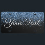 Glitter Custom Text License Plate Blue Black<br><div class="desc">Make your own Custom Vehicle License Plate. Customize with your own initial,  name,  text,  title,  photo,  image,  colors etc. When changing the text to your own,  if the text is too big or small please use the customize further option to adjust the text size.</div>
