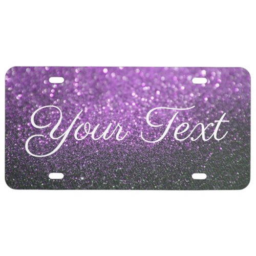 Glitter Custom Text License Plate Purple