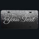 Glitter Custom Text License Plate Silver Black<br><div class="desc">Make your own Custom Vehicle License Plate. Customize with your own initial,  name,  text,  title,  photo,  image,  colors etc. When changing the text to your own,  if the text is too big or small please use the customize further option to adjust the text size.</div>