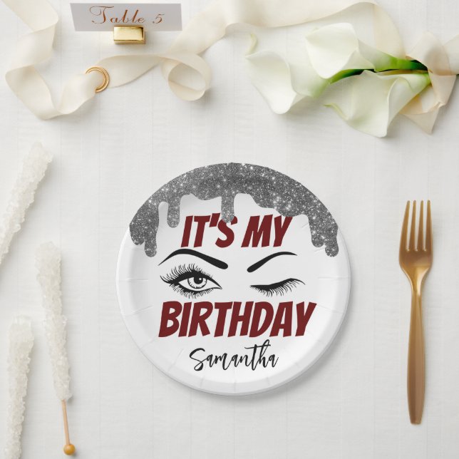 Glitter Cute Birthday 18th | 21st | 30th | 50th Paper Plates (Wedding)
