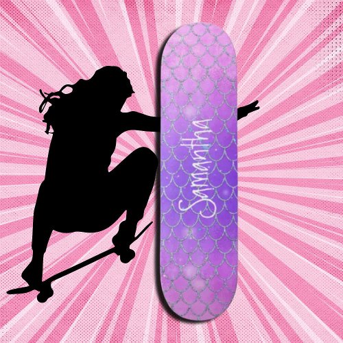 Glitter Cute purple pink chic  Skateboard