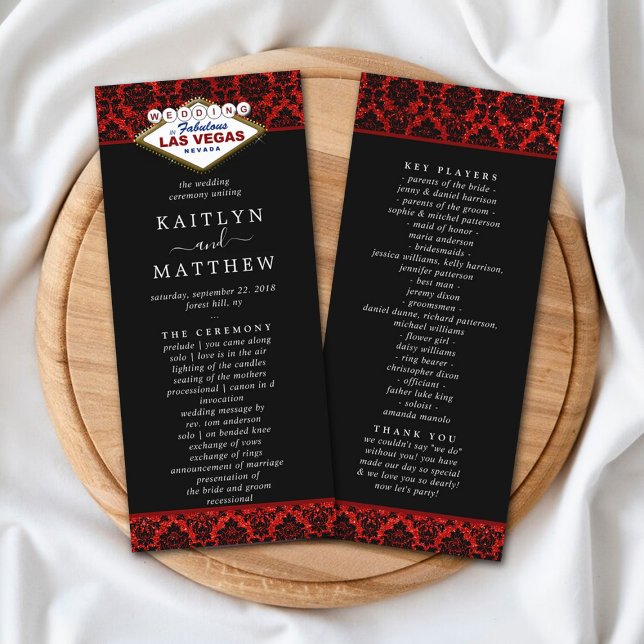 Glitter Damask Las Vegas Wedding Program (Creator Uploaded)