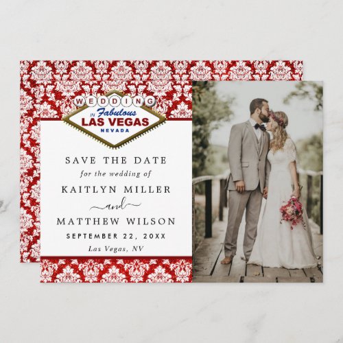 Glitter Damask Las Vegas Wedding Save The Date
