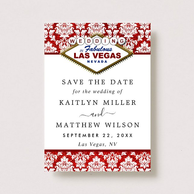 Glitter Damask Las Vegas Wedding Save The Date (Creator Uploaded)