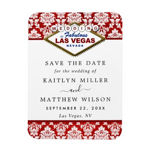 Glitter Damask Las Vegas Wedding Save The Date Magnet