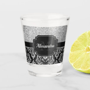 Glitter Damask Shot Glass