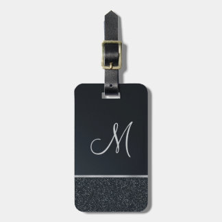 Glitter Dark Gray with Monogram Luggage Tag