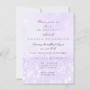 Glitter Delicate Pastel Lavender Purple Amethyst Invitation