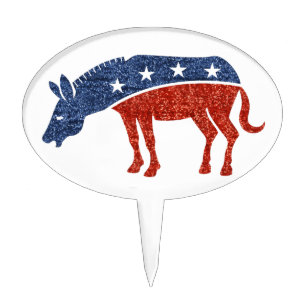 glitter democrat donkey cake topper