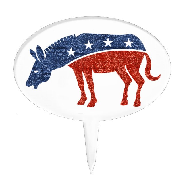 glitter democrat donkey cake topper (Front)