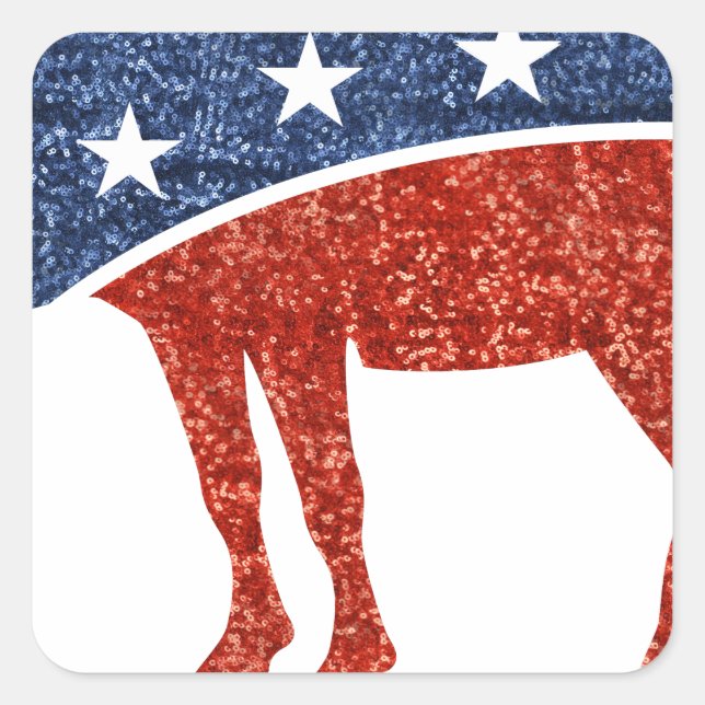 glitter democrat donkey square sticker (Front)
