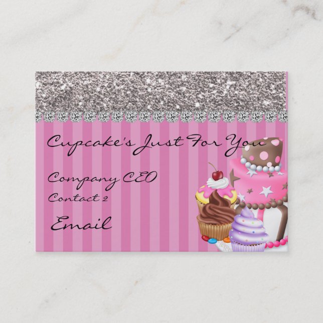 Glitter Design BAKERY  Business Card BLING TOO (Front)