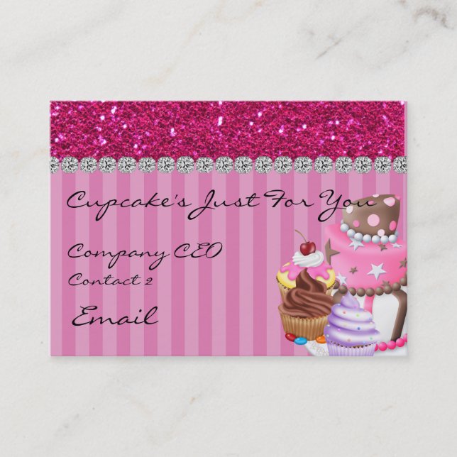Glitter Design BAKERY  Business Card BLING TOO (Front)